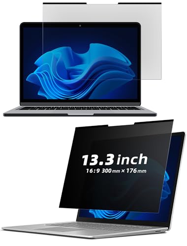 SeGinn Filtre de Confidentialité pour 13.3 Pouces 16:9 écran Ordinateur Portable, Amovible Anti-Reflet Anti-Lumière Bleue Anti-Rayures, Magnétique Privacy Filtre pour Lenovo/Dell/Huawei/HP/Asus
