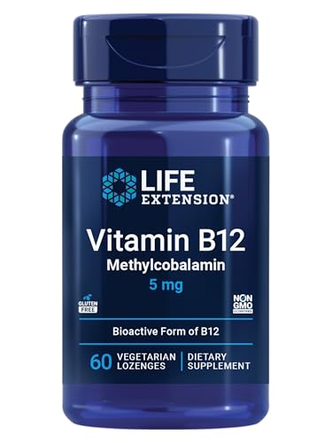 Life Extension Vitamin B12 Methylcobalamin, Nerve Health Supplement, Cognitive Support, Energy Vitamin, methylcobalamin B12, 5 mg, Quick-Dissolving, Gluten-Free, Non-GMO, Vegetarian, 60 lozenges