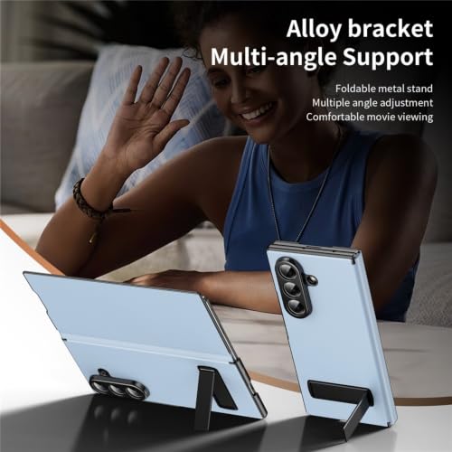 Image of TechTrendz for Samsung Galaxy Z Fold 8 Ultra Magnetic Flip Folding Case, Multi-Angle Bracket, Full Body Hinge Protective Slim Cover, Business Leather Cover for Fold 8 Ultra Back Cover (Pale Blue)
