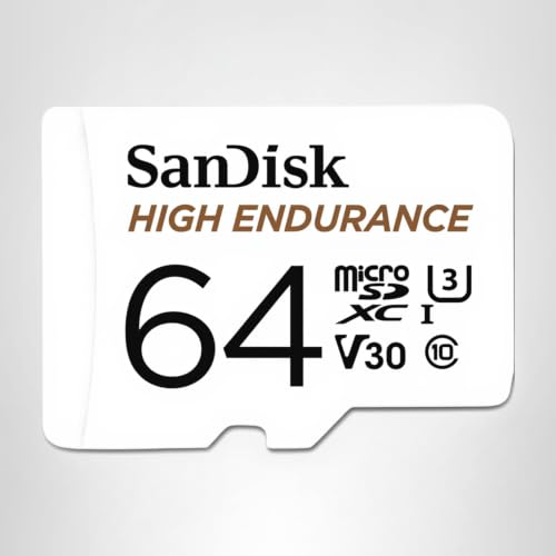 SanDisk High Endurance microSDXC Speicherkarte 64 GB + Adapter (Für Dash-Cams und private Überwachungskameras, 100 MB/s Lesen, V30 für Full-HD und 4K-Videos)