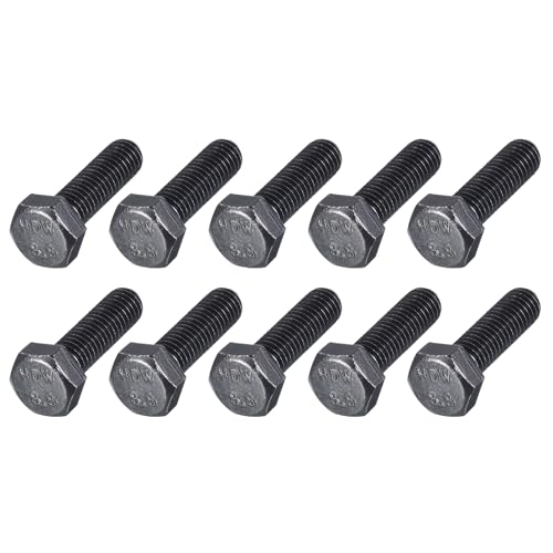 Image of METALLIXITY Hex Bolts (M8-1.25x25mm) 20Pcs, 12.9 Grade Carbon Steel Fully Threaded Black Oxide, Coarse Thread UNC Hex Head Screw Bolt - for Mechanical Repair