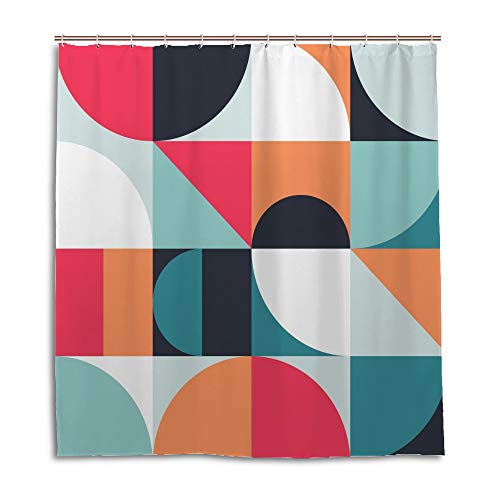 Rideau de douche Chenhong polyester motif carré imperméable avec crochets - 2