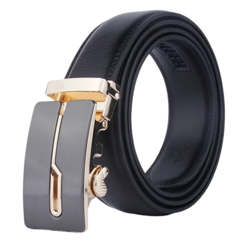 JSEIAJB Business Men's Leather Belt Men's Automatic Buckle Genuine Leather Belt