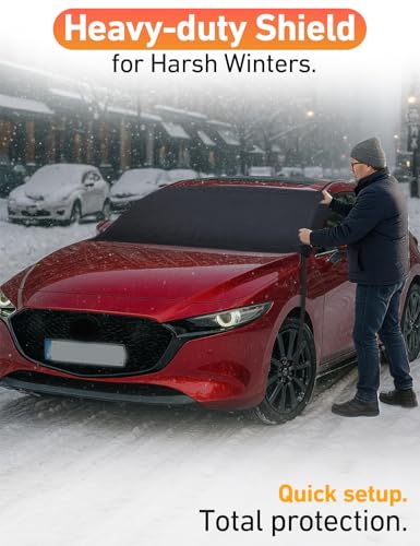 Image of EcoNour Car Snow Cover Compatible for Mazda 3 | Windshield Cover for Ice and Snow with S-Hook Straps | Heavy-Duty 600D Oxford Winter Car Cover, Waterproof & Anti-Slip