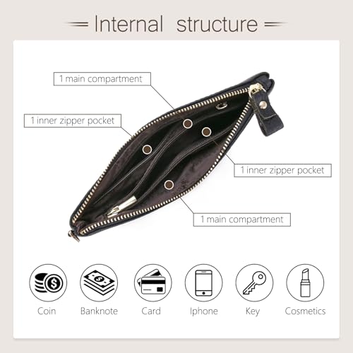 imeetu women39s wristlet clutch purse leather cell phone wallet handbag with wrist strap