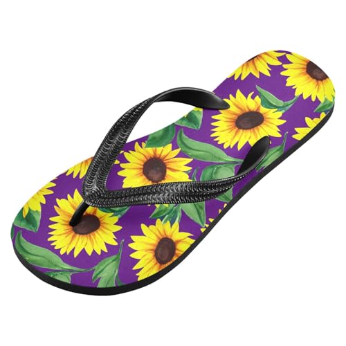 Sunflower Leaf Purple Flip Flops for Beach Thong Sandals Anti-slip Lightweight Beach Shoes for Summer Outdoor Travel2