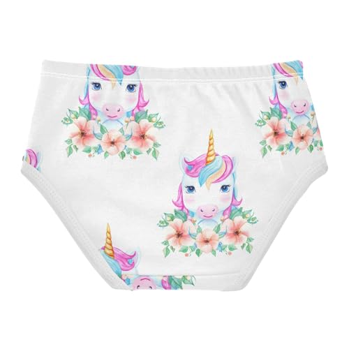 Joisal Cute Unicorn Flower White Panties for Girl Toddler Girls Underwear Cotton Durable Underpants Briefs 2t2