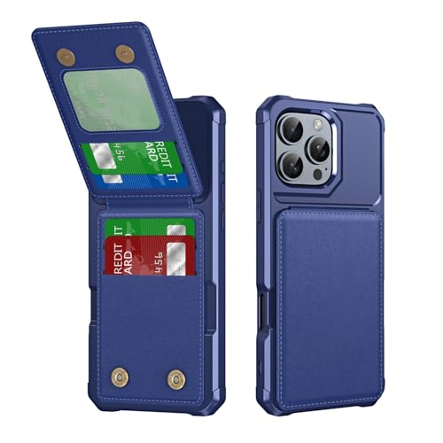 Étui iPhone 17 bleu foncé protège-écran et porte-cartes