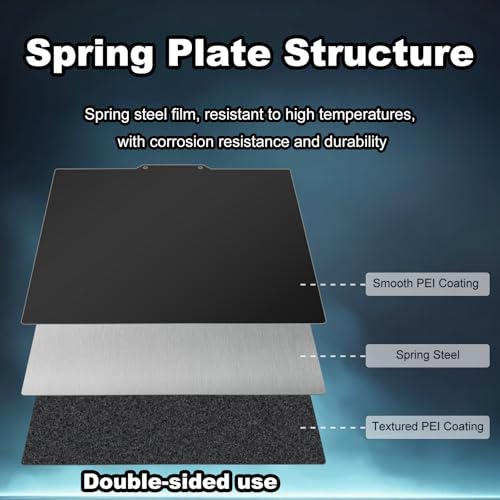 Image of 220x220mm Black Build Plate for Artillery Genius /Pro /Anet A8 /Anet A6, Double Sided Textured PEI+Smooth PEI Flexible Spring Steel Platform Heated Printing Bed for 3D Printer