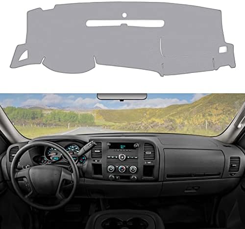 Dashboard Dash Cover Mat Carpet Compatible with 07-13 GMC Sierra(SL,SLE,or Work Truck Only) with Two Glove Boxes and 07-13 Chevrolet Silverado(LS, LT, or Work Truck ONLY!) with Two Glove Boxes