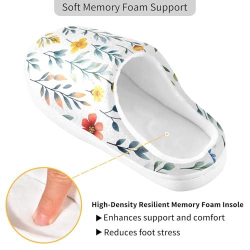 JUNZAN Flowers Cactus Bellflower Canna White Mens House Cotton Slipper Comfy Memory Foam Indoor Slippers for Indoor Funny Presents 6-72