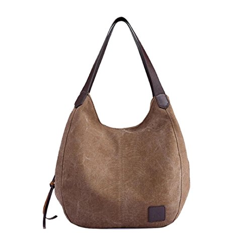 LuckES Mujer Bolsa de Hombro Lindo Bolsa de Lona Oficina Bolsa del Almuerzo Hombro Bolsos Totes Bolsos Bandolera Shoppers Bolsa de Playa (Café)