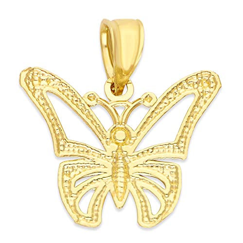 Solid 10k/14k Gold Butterfly Pendant3