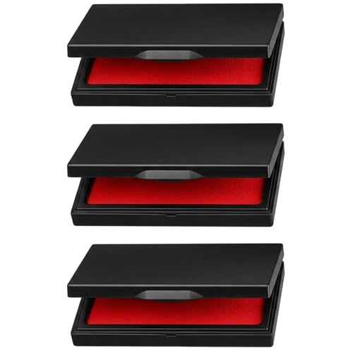 Image of 3 PCS Red Ink Pad, Solid Red Stamp Pads for Crafting and Document Use, Fingerprint Ink Pads for Office and Home, Reusable Ink Stamp Pads for Various Surfaces