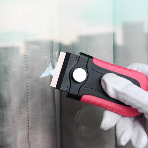Image of Gomake Razor Blade Scraper Tool, Windows, Glass Stovetop Paint Scraper | 10PCS Stainless Steel Blades Bulit-in Blade Storage Container, Removing Paint, Adhesive, Stickers, Labels, Decal,Grease