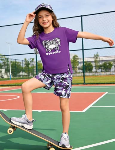 Image of Girls Clothes Short Sleeve Tie Dye Top Shorts and Pants 2PCS Girls Summer Outfits Size 6-16