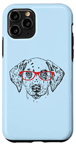 Cute Ink Illustration Hipster Red Glasses Dalmatian Lover �X�}�z�P�[�X iPhone 11 Pro �p