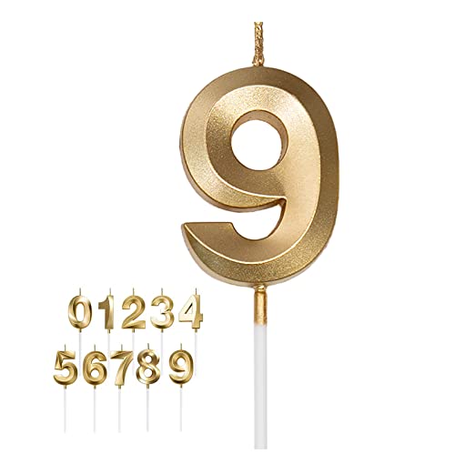 Geburtstagskerzen Zahlen FüR Torte Kerzen 1 2 3 4 5 6 7 8 9 0 Geburtstag Spiralkerzen Wunderkerzen Zahlen Zahlenkerze 3D Gold kerze 9 Cover
