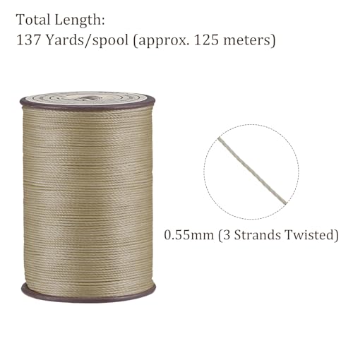 Hilo encerado fino para coser cuero, 2 piezas, 0.55 mm x 137 yardas miniatura 3