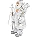 Northlight Winter Frost Standing White/Silver Santa Claus with Staff and Gift Bag Christmas Figure, 24