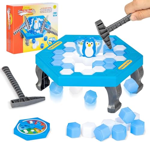 LAALIYA Penguin Ice Breaker Game | Save The Penguin Tabletop Challenge with Hammers, Spinning Wheel & Ice Blocks | Fun 2–4 Player Family Board Game for Kids Ages 5–12 | Balance, Strategy & Party Toy