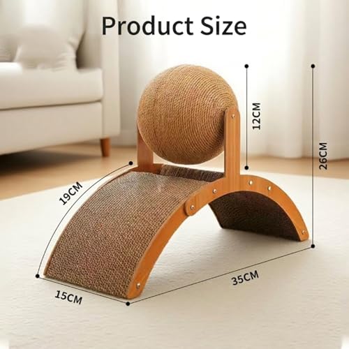Image of Wobble Ball Cat Scratcher Interactive Sisal Rotating Toy Track Arch Bridge Stand Indoor Kittens Enrichment Exercise Durable Wood Playful Training Natural Climbing Pet for Daily Activity(Small)