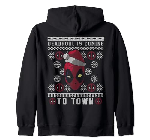 Marvel Deadpool Coming To Town Ugly Christmas Zip Hoodie
