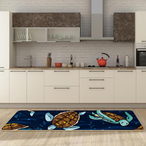 Tapete de cocina de 2 piezas VAPOKF con tortugas marinas alfombra antideslizante lavable para hogar 3