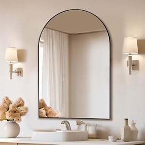 Mirrorons 36 x 24 Inch Black Large Arched Mirror for Bathroom Vanity Mirror Arched Wall Mirror with Metal Frame Decor Modern Dresser Mirror for Bedroom Living Room Entryway Shatterproof