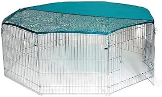 BUNNY BUSINESS 8 Panel Rabbit Guinea Pig Play Pen Outdoor Indoor Rabbit Run Rabbit Playpens XL 55" x 55" SILVER