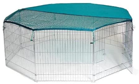 BUNNY BUSINESS 8 Panel Rabbit Guinea Pig Play Pen Outdoor Indoor Rabbit Run Rabbit Playpens XL 55" x 55" SILVER