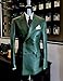 JBAWIE Fashion Men's Leather Coat Wide Peak Lapel Jacket Emerald Green Blazer Double Breasted Prom Tuxedos for Evening Party Size 46