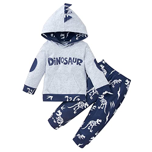 Qiraoxy Kleinkind Baby kleidung Jungen Dinosaurier Hoodie Langarm Sweatshirt Top + Hosen 2Pcs Outfits Set Trainingsanzug für Baby Boy Cover