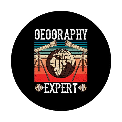 Geography Expert Teacher Geographic Student Geographer PopSockets Swappable PopGrip, Black - Image 3