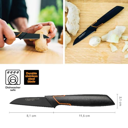 Foto von Fiskars Schälmesser, Modernes Design, Gerade Klinge, Gesamtlänge: 20 cm, Qualitätsstahl/Kunststoff, Edge, 1003091