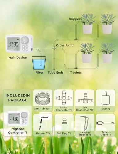 Automatic Drip Irrigation Kit, 15 Potted Indoor Houseplants Support, Indoor Automatic Watering System for Plants, with Digital Programmable Water Timer - Thumbnail 6
