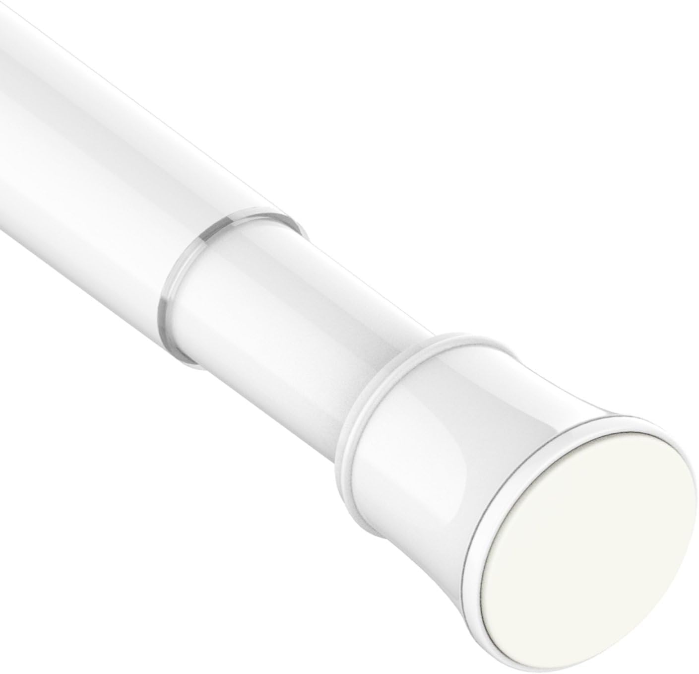 Extendable Shower Curtain Pole Non-Slip Shower Curtain Rod Tension Rod Adjustable Telescopic Curtain Poles No Drilling Shower Curtain Rail for Bathroom,Bedroom,85-230 cm, 33-91″, Ø 32 mm,White — image 1