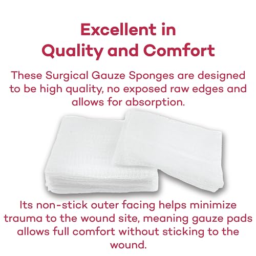 Dealmed 2" x 2" Surgical Sponges, 8-Ply, Non-Woven Absorbent Gauze Sponges for Wound Care, First Aid Kits and Medical Facilities, 200 Count (Pack of 1)