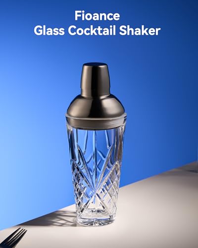 Crystal Glass Cocktail & Vintage Shaker W/Cut Design, 18.5oz Jumbo Vol,Exquisite Martini Shaker for Mixology, Barware,Tableware,Kitchware, Holiday, Christmas, Father's Day,Matcha&Espresso Funny Drink - Image 3