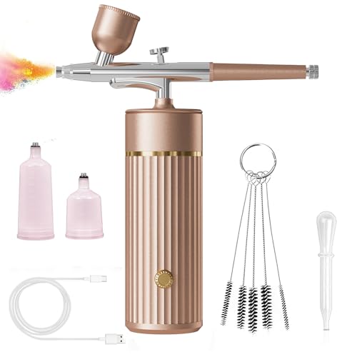Kit Aerografo Doppia Azione Con 3 Aghi (0,3/0,5/0,8 Mm) E 3 Tazze - Set Completo Per Pittura