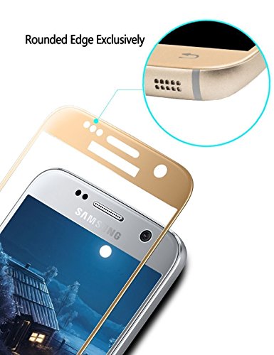 Magicguardz®, Made For Samsung Galaxy S7 (Not For Edge), Full Cover Tempered Glass Screen Protector Shield, Retail Box (Gold) #TOP2