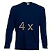 Produktbild Fruit of the Loom 4 T Shirt Longsleeve M L XL XXL Langarm Verschiedene Farbsets auswählbar (L, Navy)