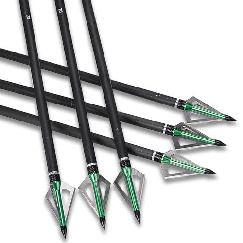 LWANO 100% Pure Carbon Crossbow Bolts Arrows 22 Inch Archery Arrows 12 Pack and 6 Pack Hunting Crossbow Broadheads kit for Hunting & Target Practice