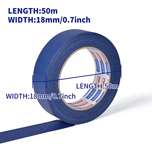 Image of ADHES Blue Painters Tape Masking Tape for Painting,Paint Tape No Residue Outdoor Anti UV Multi Surface Use, 18mm x 50m, (0.7Inch x 55yard), 6Rolls
