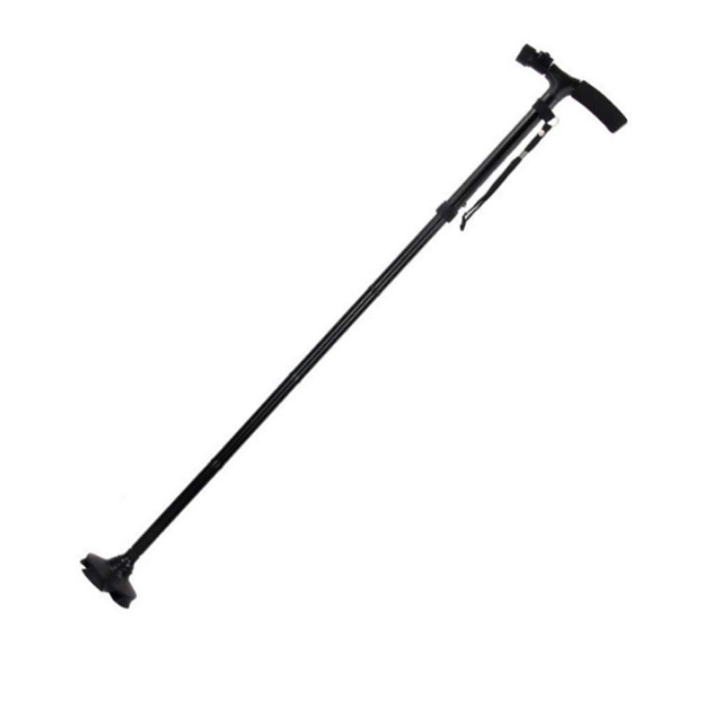 Luces LED para muletas de Hombre Mayor, bastón telescópico de Cuatro pies de aleación de Aluminio Plegable Antideslizante con cinturón Ligero Interesting