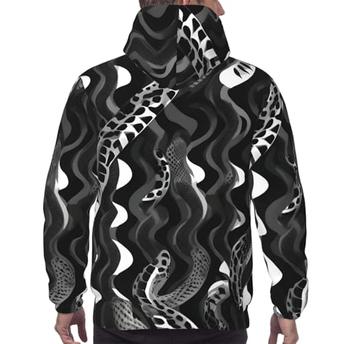 Sweat à capuche imprimé peau de serpent noir et blanc aux finitions soignées - 4