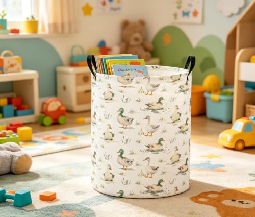 Image of Baby Laundry Basket Baby Nursery Hamper Kids Laundry Basket Toy Storage Bin for Boys Room Decor Gift Baskets for Bedroom Bathroom(Duck)