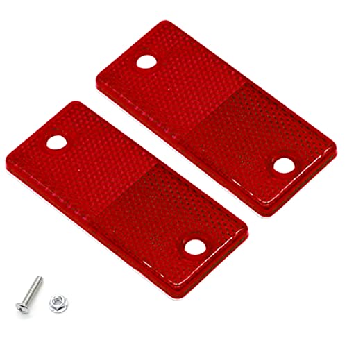 ETUKER 2 Pack Rear Reflector Rectangular Rear Reflectors Screw on Safety Reflective Post Reflectors Reflectors For Gate Posts for Caravan/Truck/Trailer/Boat/Motorcycle Fence Gate Posts(Red)