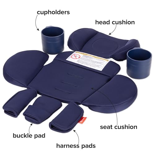 Image of Diono Radian 3R Comfort Travel Kit, Infant Car Seat Accessory, Compatible with Radian 3R, 7-Piece Kit (2 Harness Pads, 1 Buckle Pad, Head Cushion, Seat Cushion, 2 Cupholders), Blue Surge
