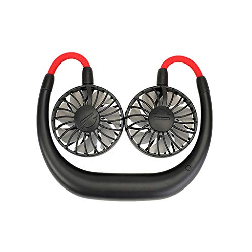 Amuse-Miumiu, mini ventilatore portatile da appendere al collo, mini ventilatore USB ricaricabile con batteria da 2000 mAh, ventilatore portatile con regolazione a 360 gradi con doppia testa del